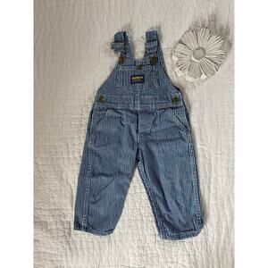 Osh Kosh B Gosh Overalls Vintage Engineer Denim Stripe Cotton USA Made Size2T
